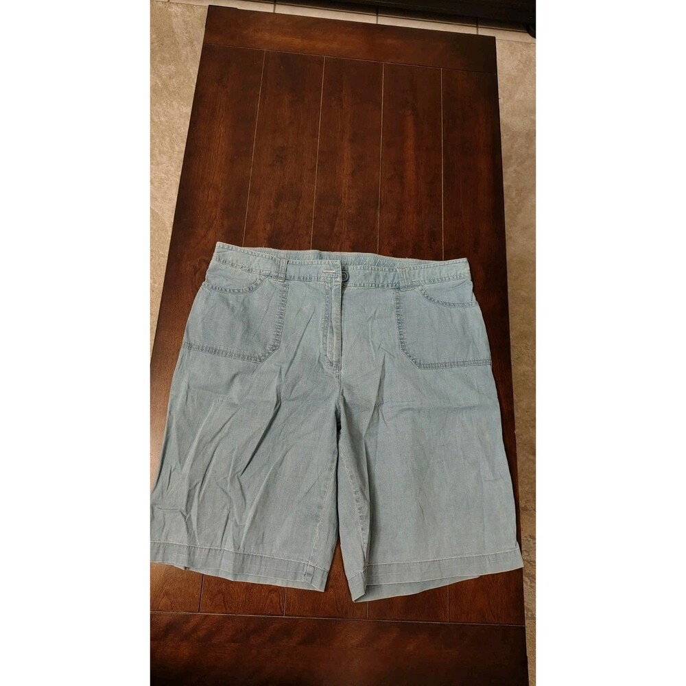Laura Scott Missy Women's Shorts Short Size 14 Flat Front Chambray Blue NWT x